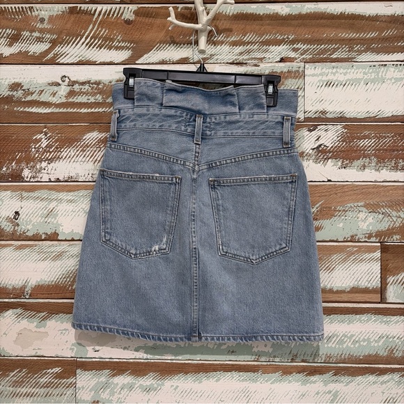 AGOLDE Lettuce High Waisted Denim Mini Skirt Organic Cotton Size 26 Made In USA - Picture 3 of 6